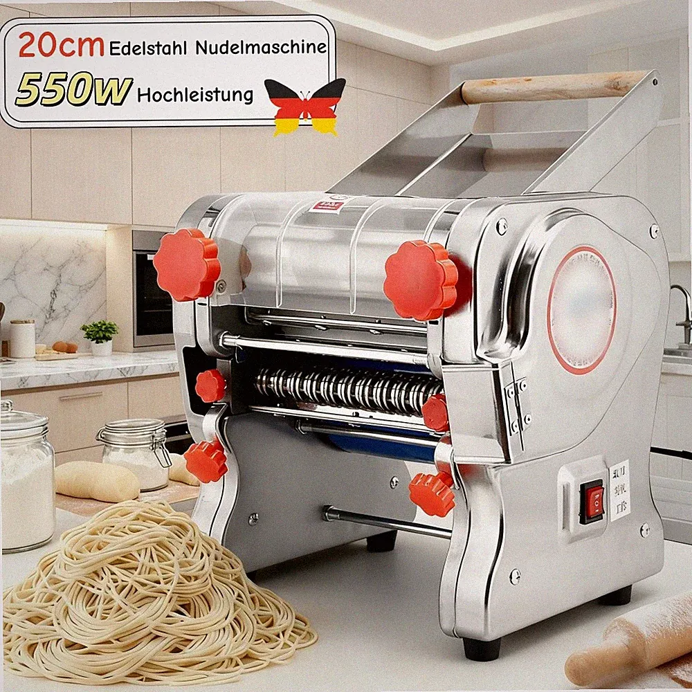 20CM Elektrisch Nudelmaschine Automatische Edelstahl Pasta Maker 550W CE