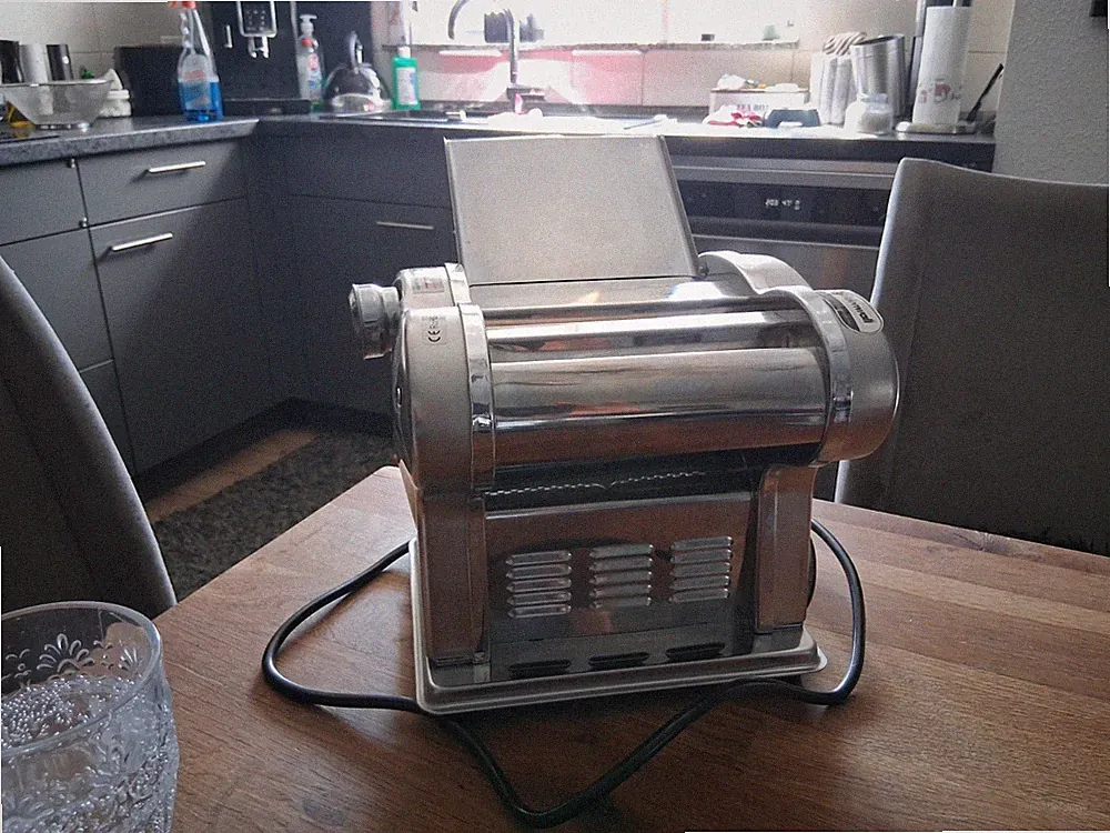 CGOLDENWALL Elektrische Nudelmaschine 140W, Edelstahl Pasta Maker